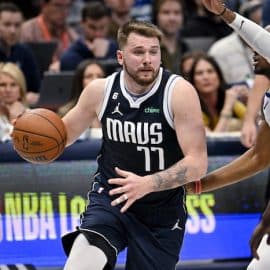 Dallas Mavericks guard Luka Doncic dribbles.
