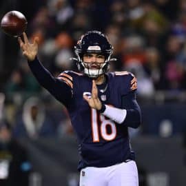 Chicago Bears quarterback Caleb Williams throws the ball.
