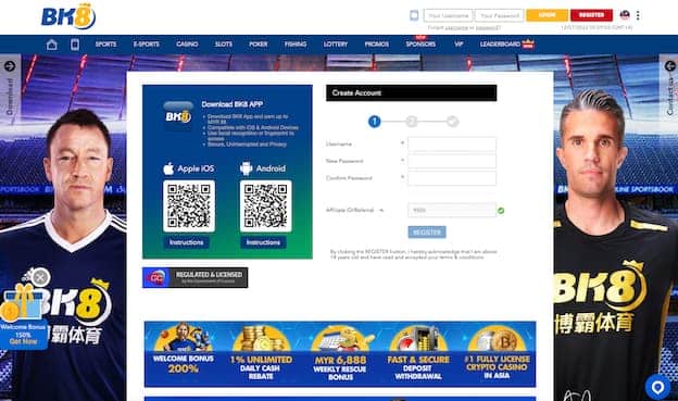 bk8 register online page Malaysia