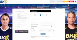 bk8 bitcoin casino sign up page
